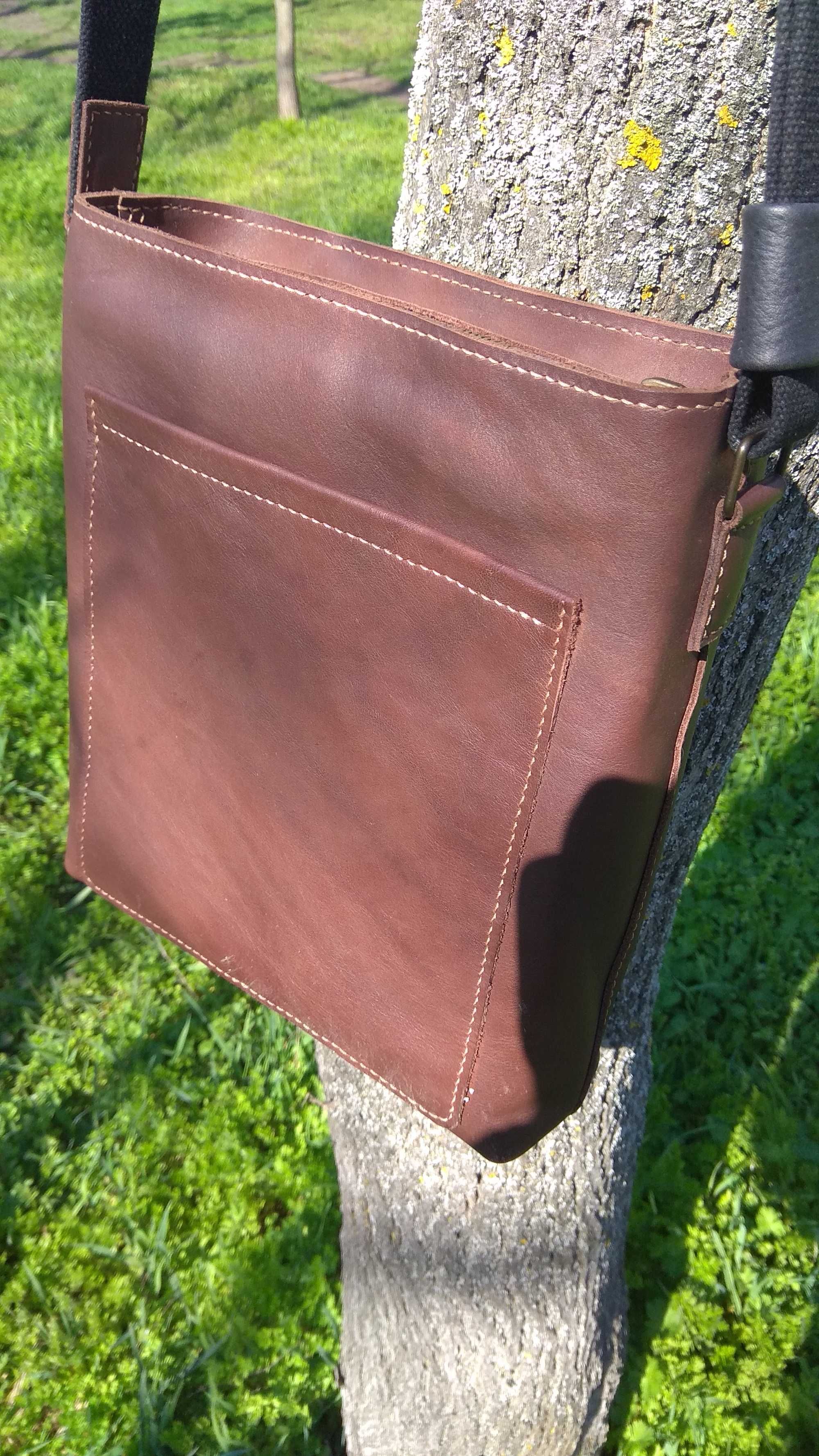 Кожаная мужская сумка планшет. Ручная работа. Handmade