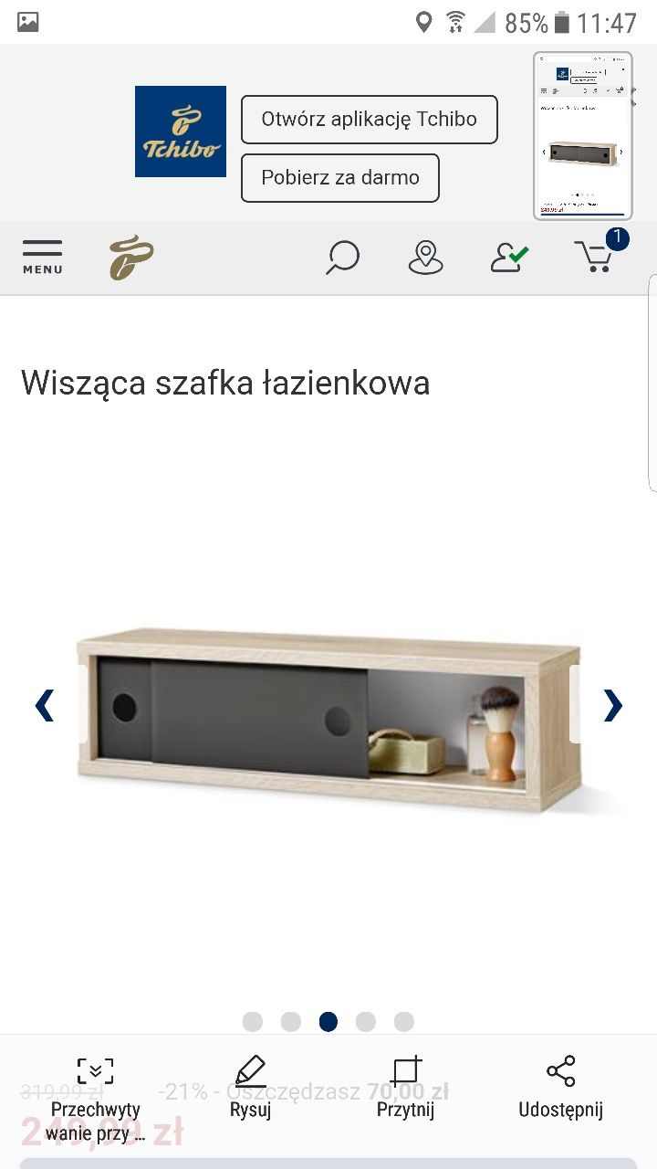 Wisząca szafka łazienkowa