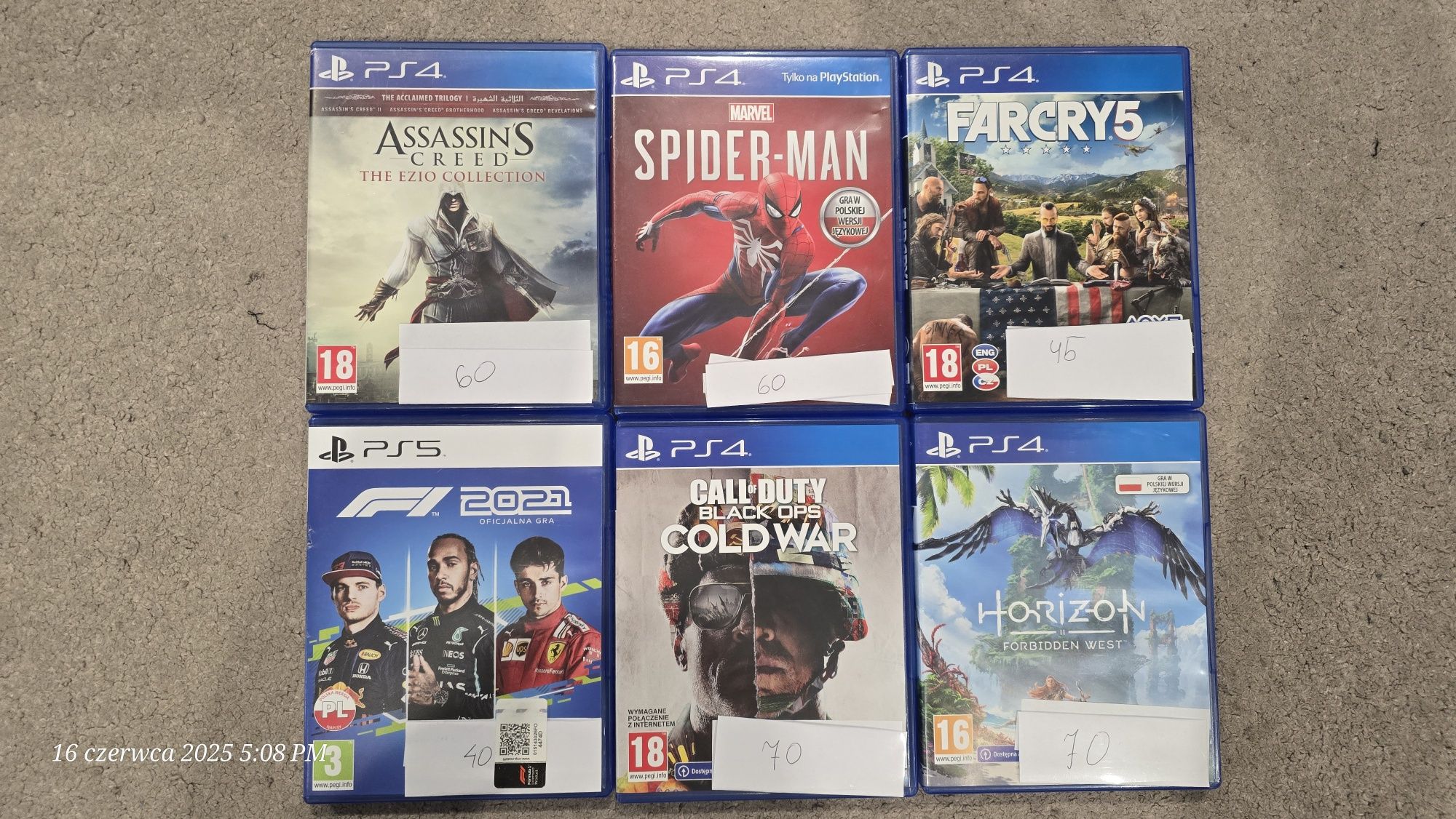 Gry Ps4 Ps5 Call of Duty Spider-Man F1 Farcry5 inne
