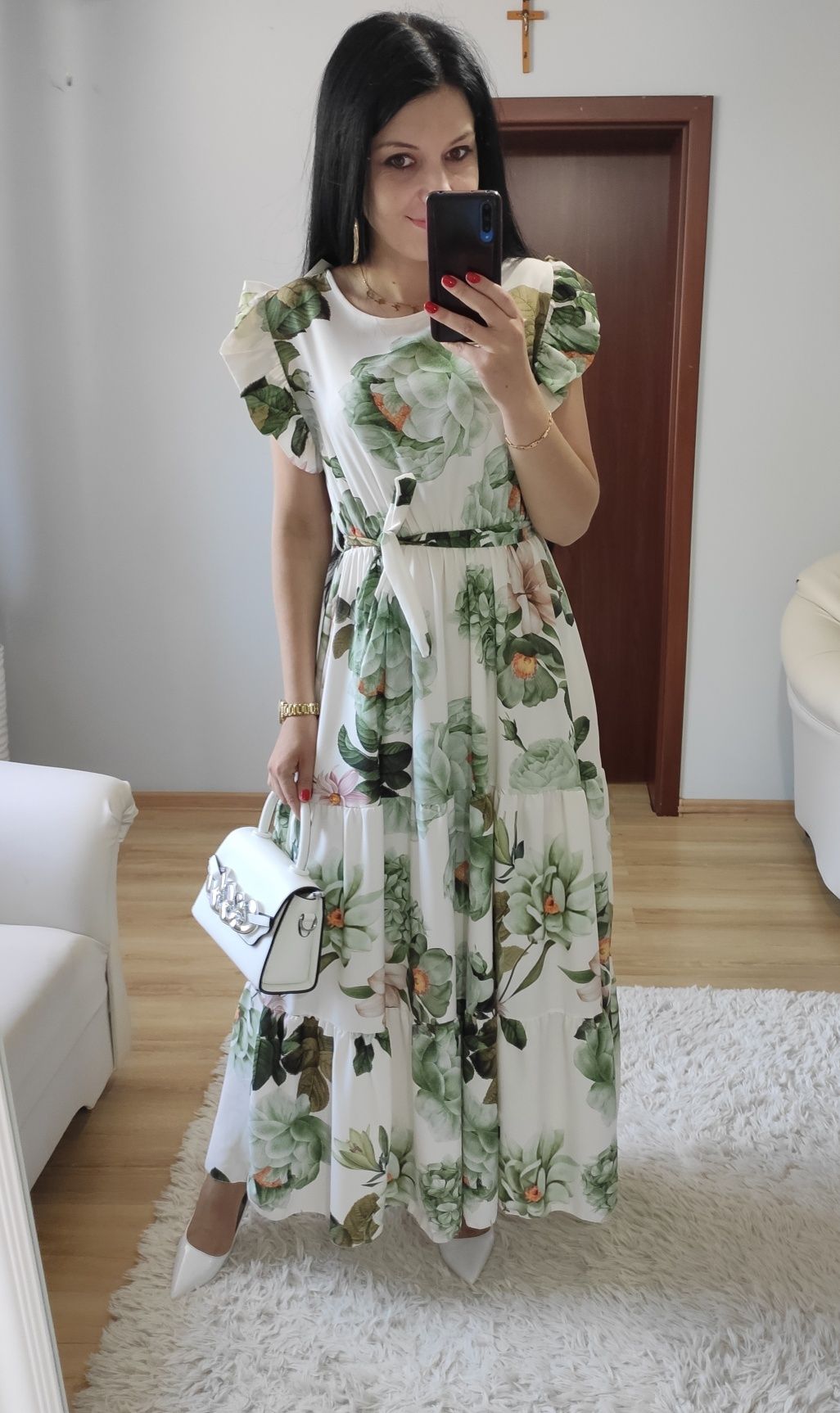 Sukienka długa maxi w kwiaty wesele komunia chrzciny