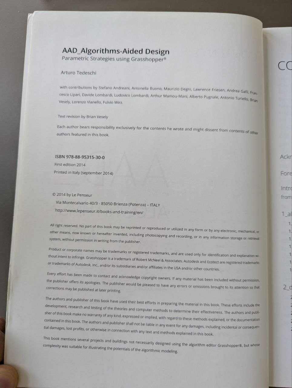Książka AAD – Algorithms-Aided Design Arturo Tedeschi (Grasshopper)