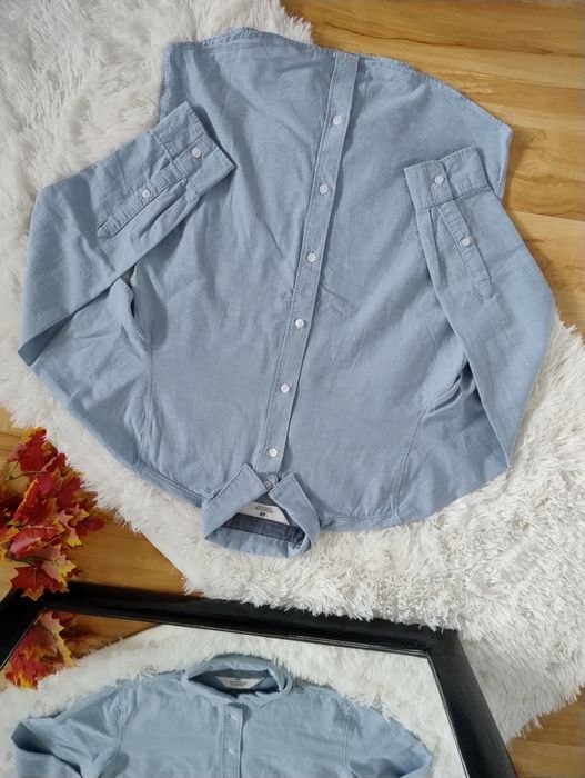 Chłopieca niebieska koszula na długi rękaw H&M roz 158