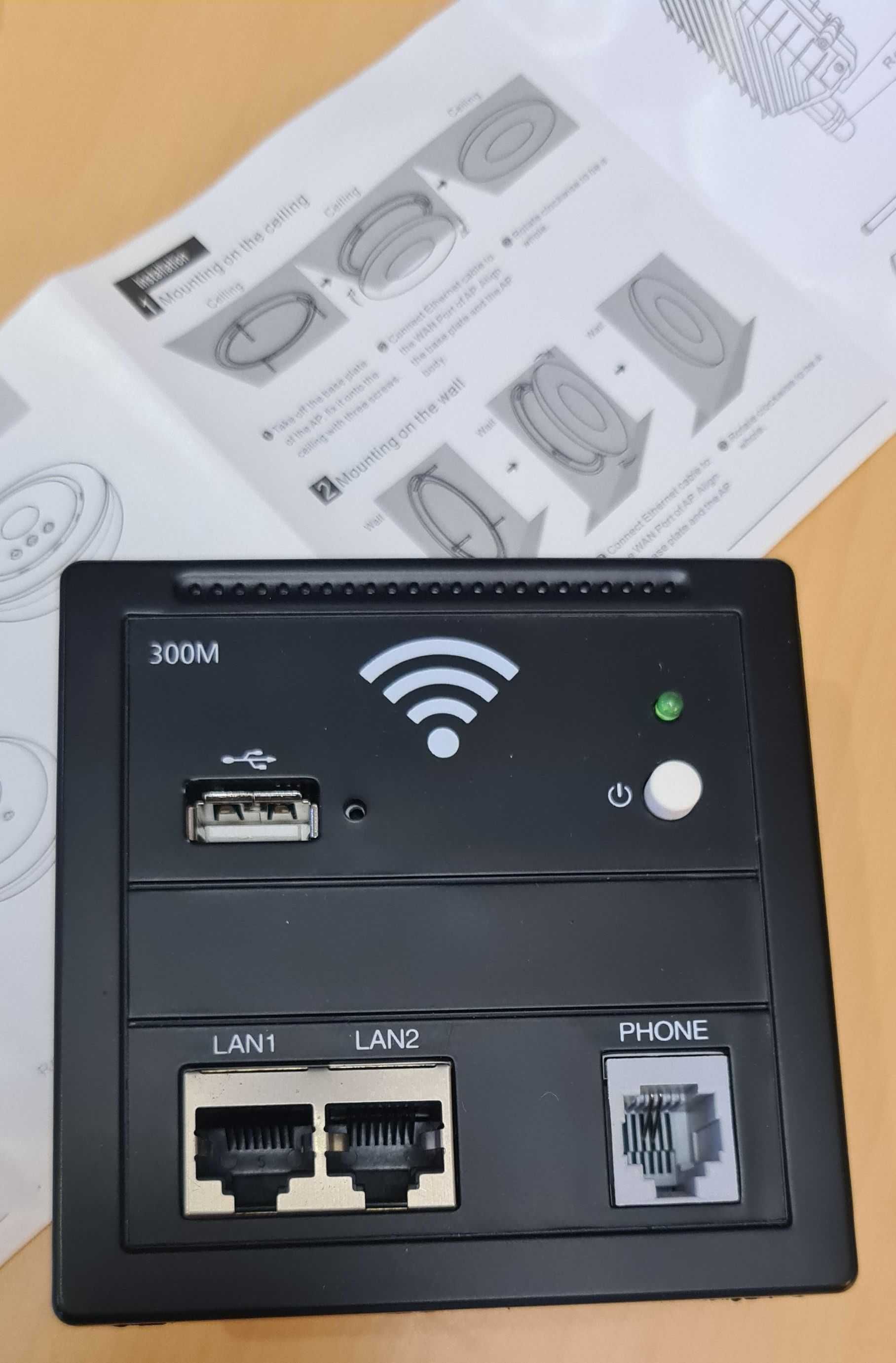 Router Wifi de Parede com USB, RJ45 e RJ11