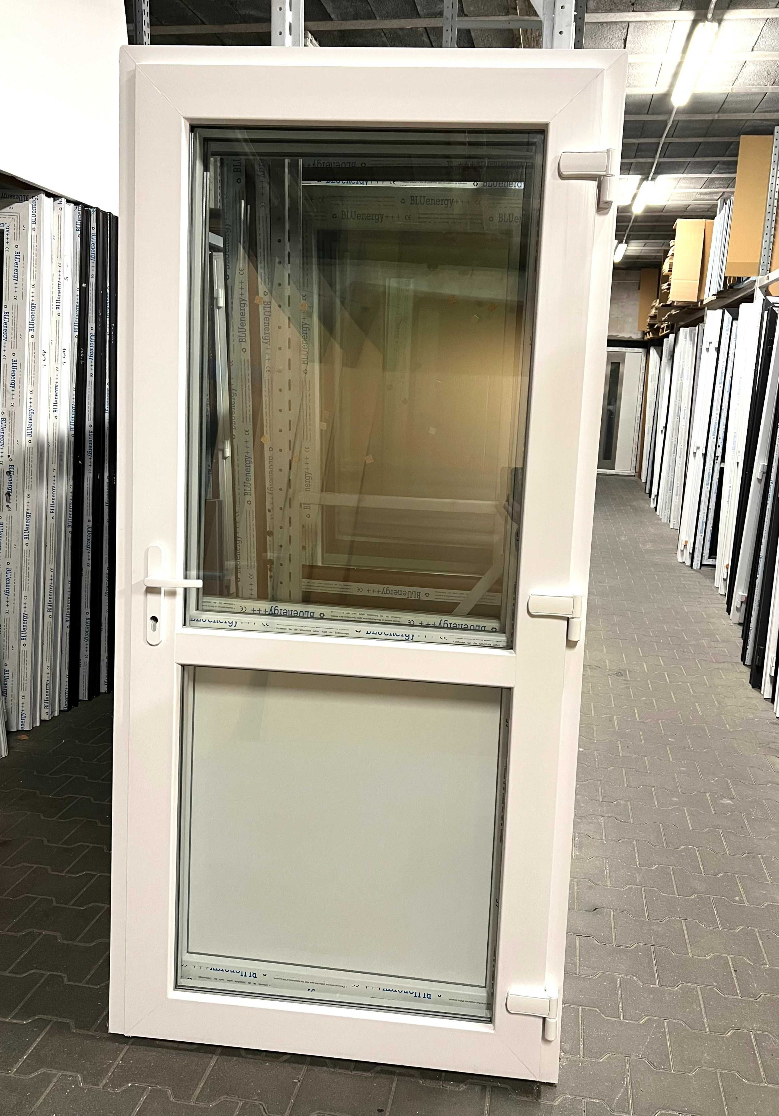Drzwi zewnętrzne PCV sklepowe 110x210 białe pvc RÓŻNE ROZMIARY OD RĘKI