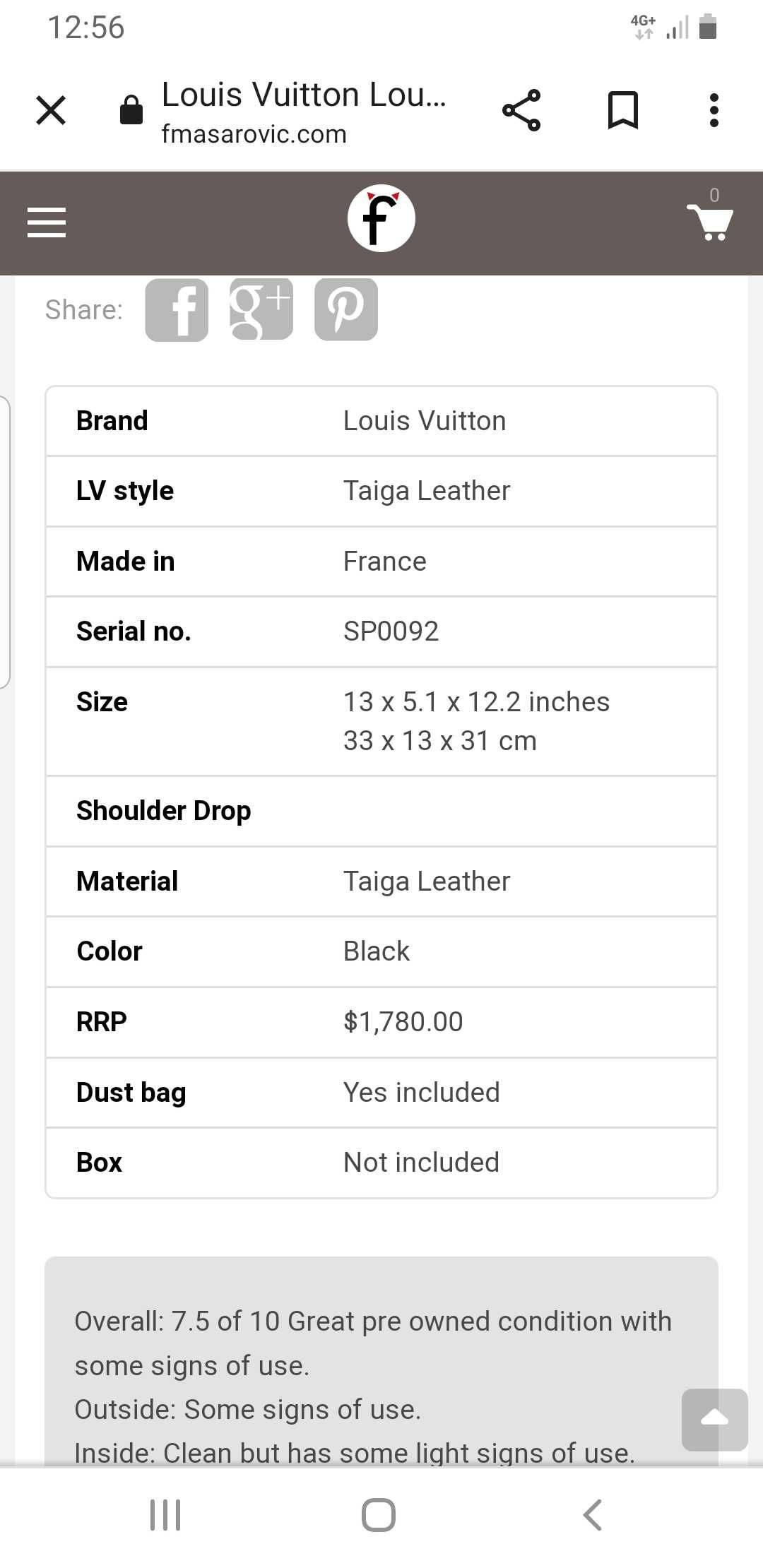 Оригинальная сумка Louis Vuitton Taiga Leather