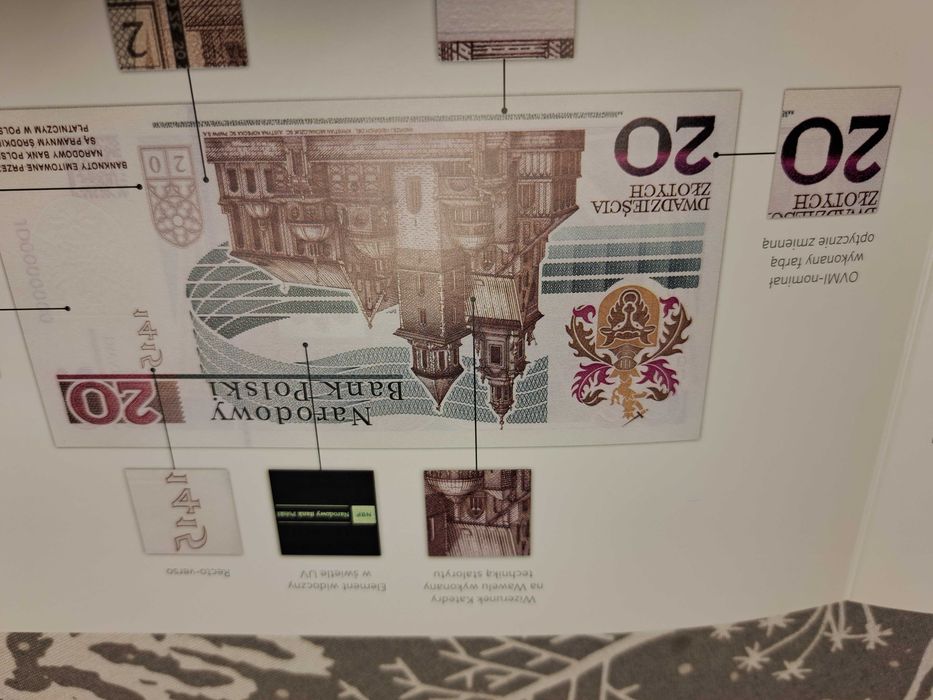 Banknot kolekcjonerski 20 zł NBP wydanie PWPW folder