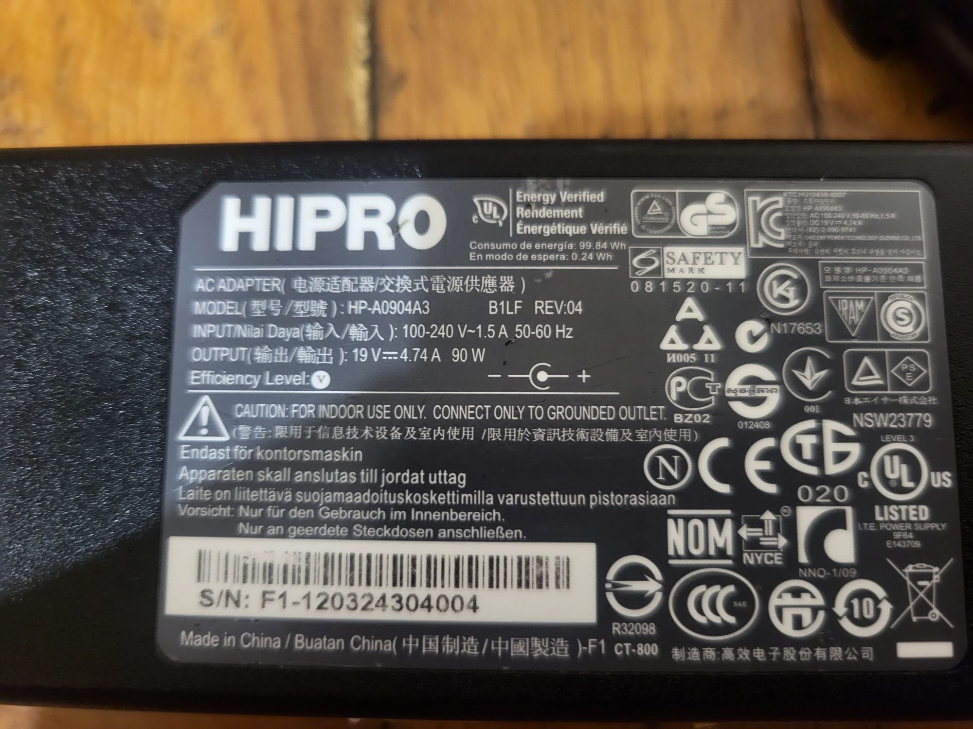 Зарядне оригінальне для ноутбуків Acer 90w 4,74A