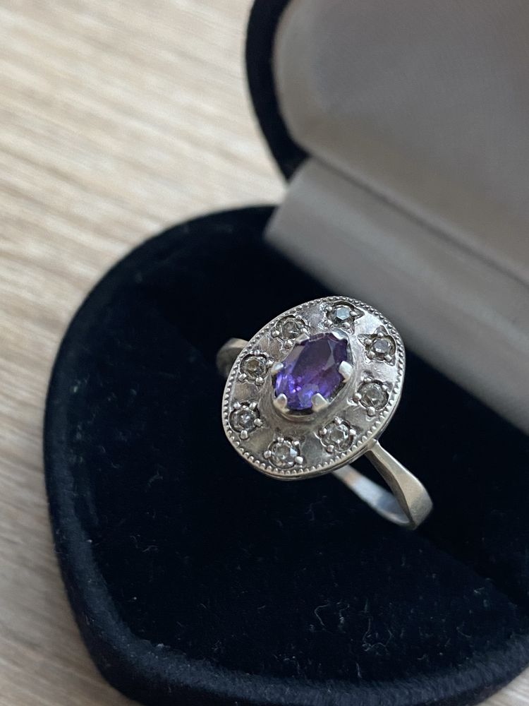 Серебряное кольцо СССР Аметист