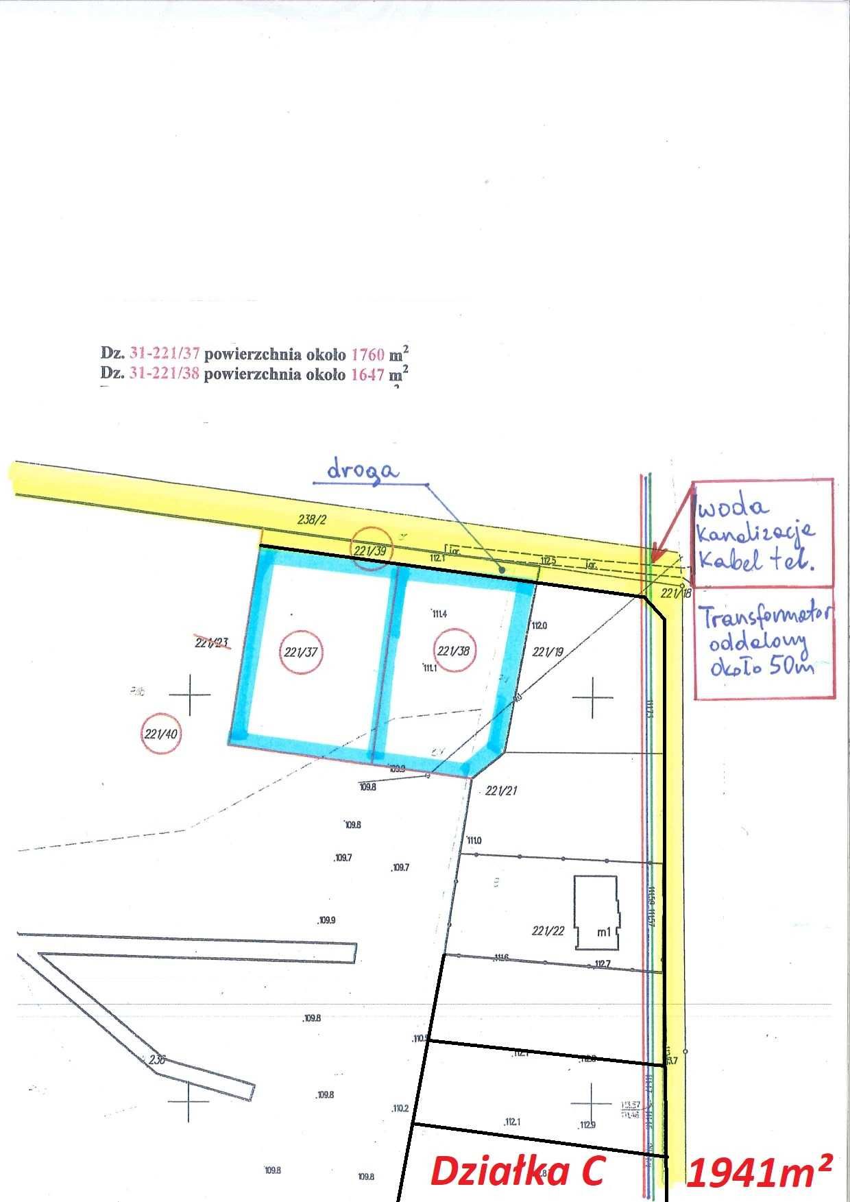 Działka budowlana 1647 m² Siemiany nad jeziorem Jeziorak