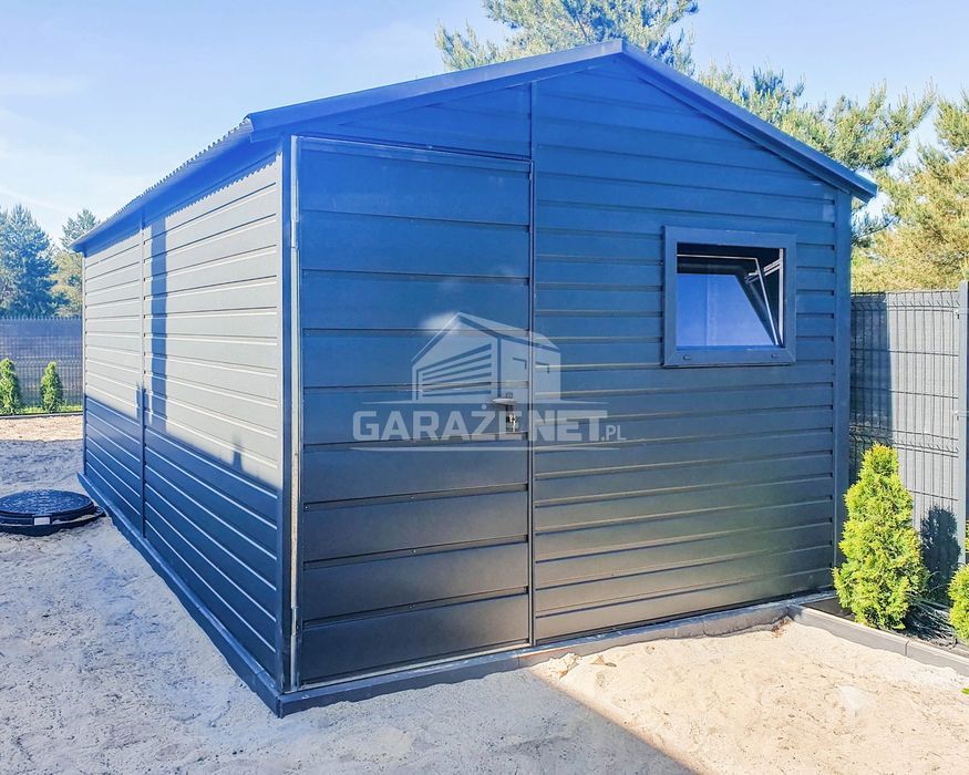 Schowek Domek Ogrodowy 3X6 Drzwi Okno Antracyt Dach Dwuspadowy Ts735