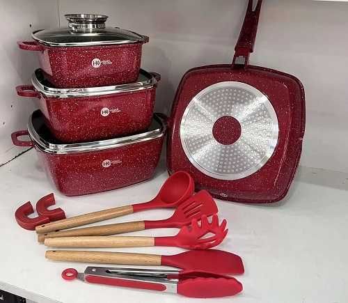 Кухонный набор посуды с антипригарным покрытием и сковорода