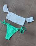 Strój kąpielowy bikini wiązany prążkowany S/M Nowy