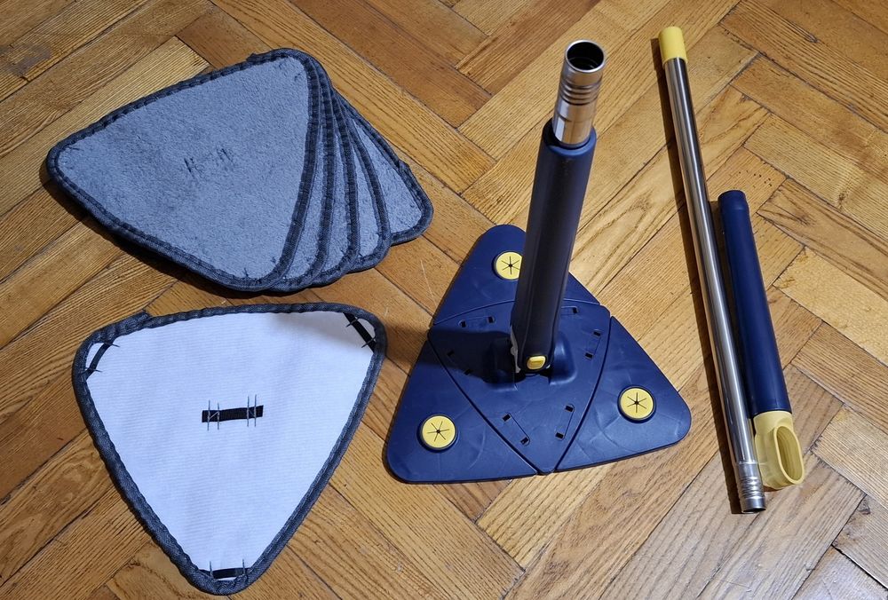 Швабра трикутна 360° з віджимом і телескопічною ручкою + 5 насадок