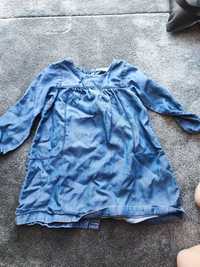Sukienka długi rękaw cienki jeans Next Baby 86 12-18m niebieska na guz