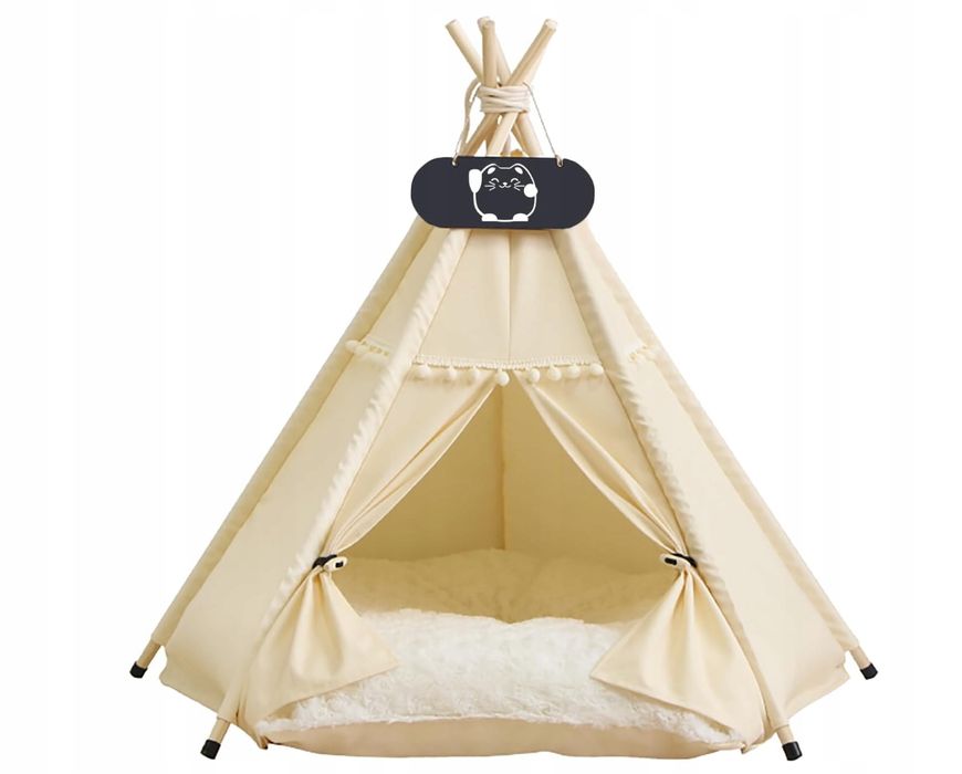 Whiwhi Namiot Dla Psów Tipi Dwustronną Poduszką 60 X 60 X 70 Cm