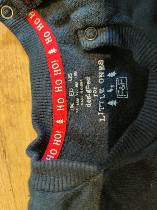 Bluza świąteczna Ho Ho Ho r. 86 12-18m-cy bałwanek Mikołaj