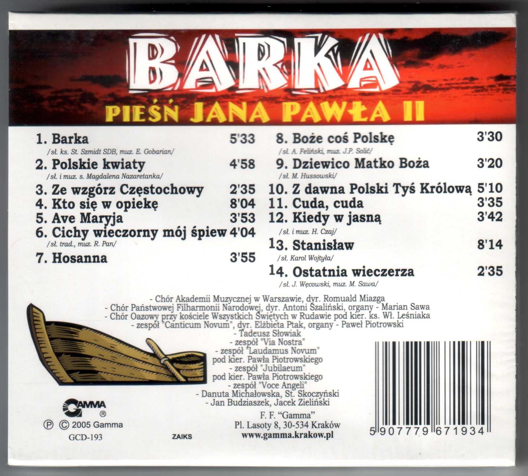 CD Barka - Pieśń Jana Pawła II