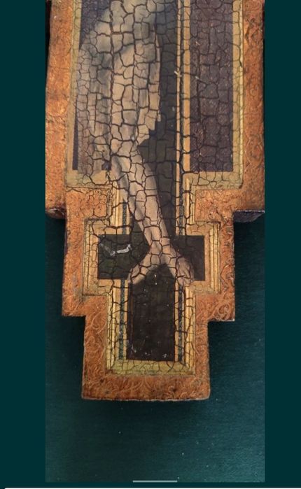 Stary krzyż, 37 dl., 33 szer, wykonany techniką ikony