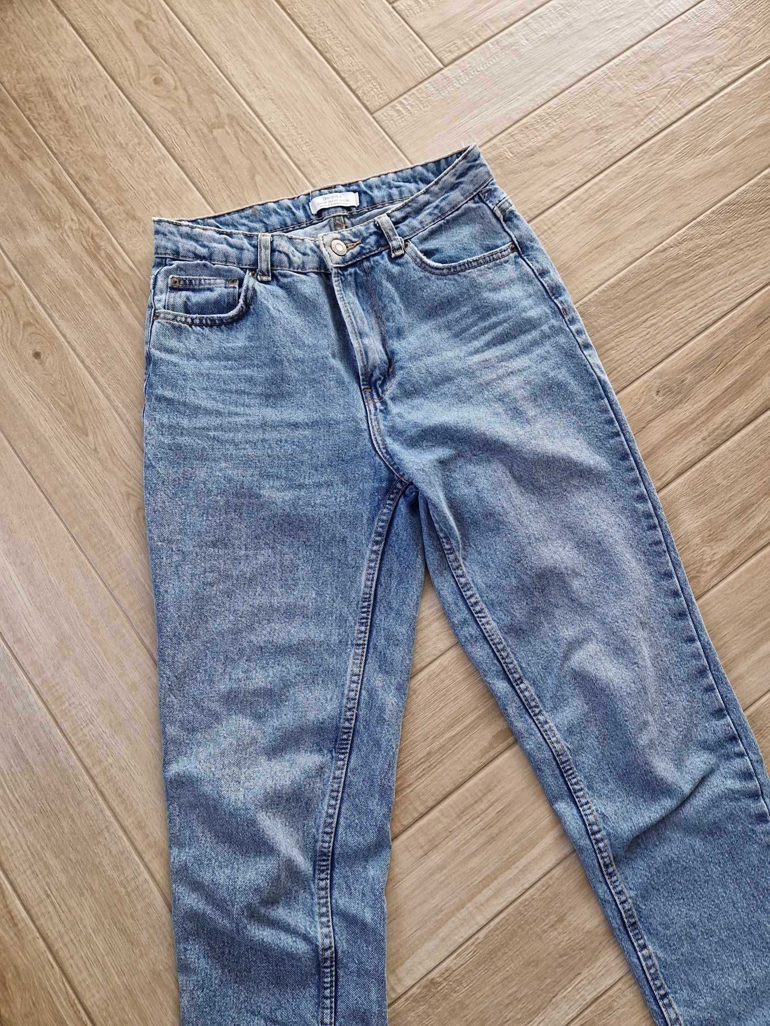 Bershka mom jeans spodnie jeansowe dżinsowe niebieskie 36