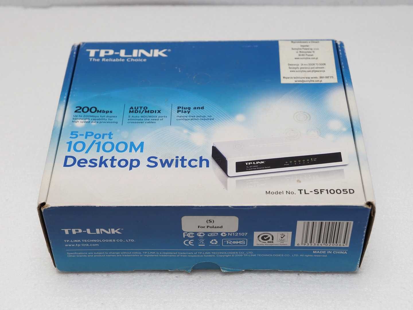 Switch TP-LINK TL-SF1005D 5 portów 100Mbit (200 duplex)