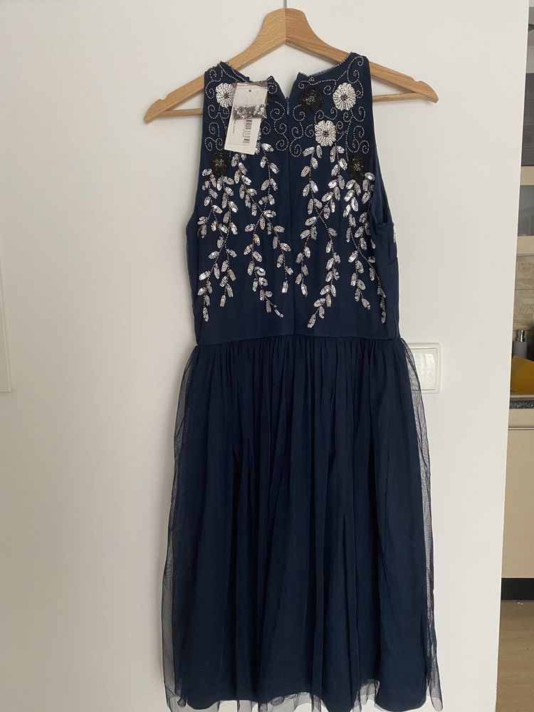 NOWA Sukienka na wesele granatowa tiulowa Lace&Beads 38 M