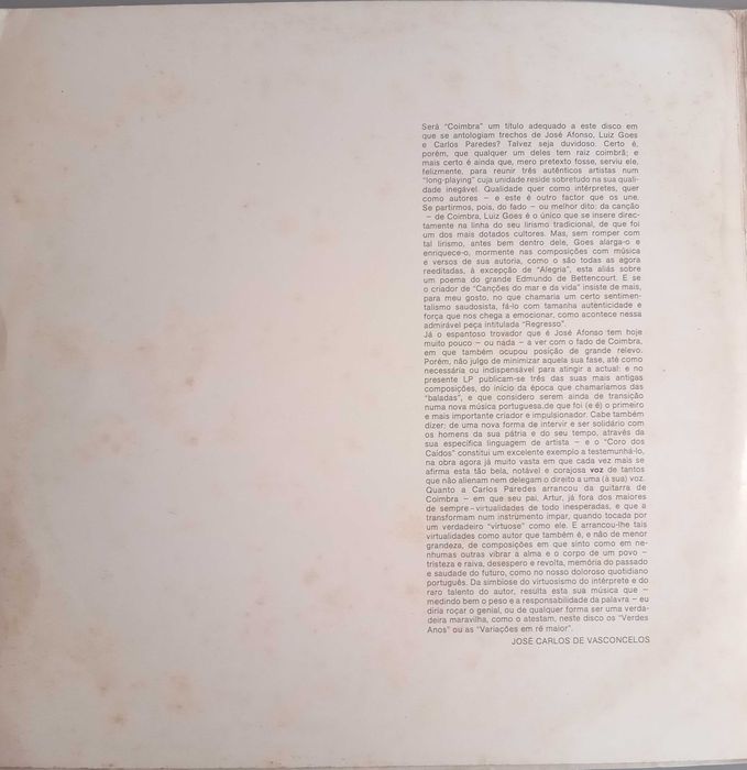 Carlos Paredes, José Afonso, Luiz Goes				- - - - -	LP
