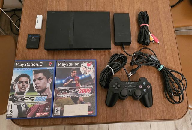 Playstation 2 slim, pad, karta pamięci mcboot, przewody