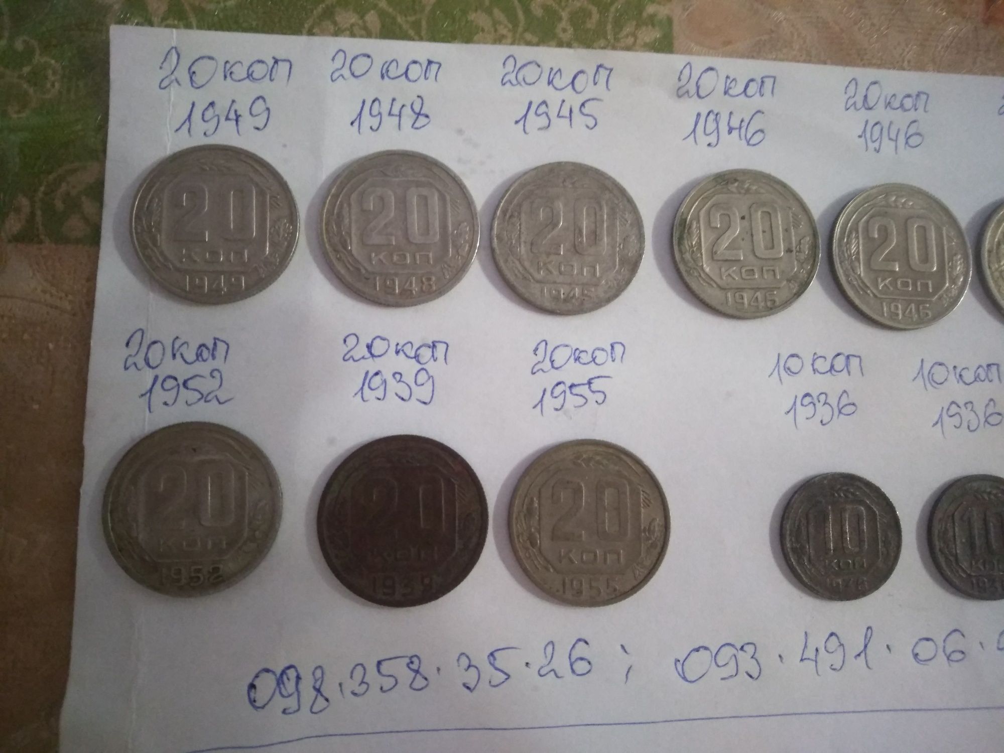 Монеты СССР 20 15 10 копеек