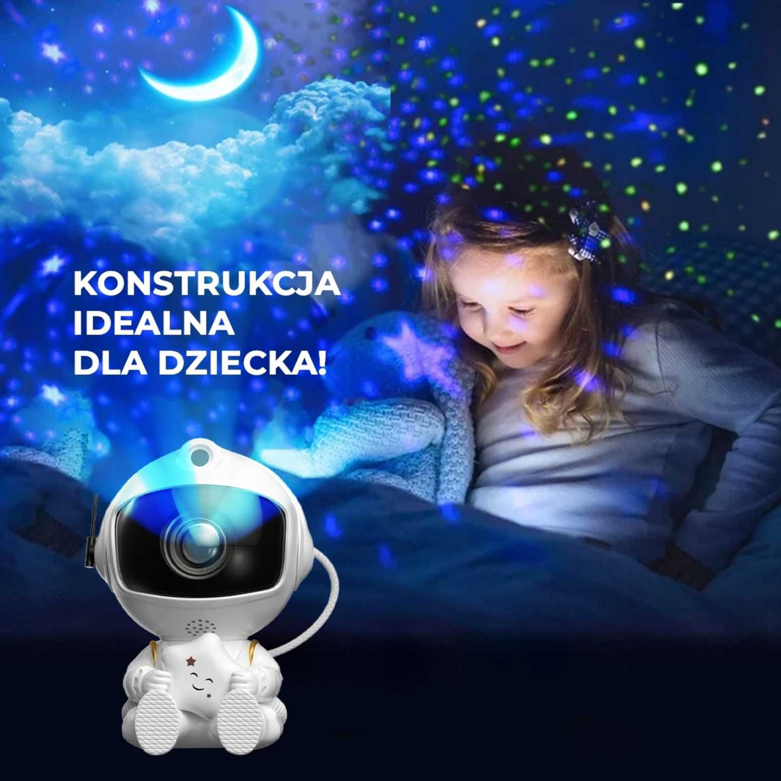 mini PROJEKTOR GWIAZD rzutnik astronauta lampka nocna PILOT (OKAZJA!)