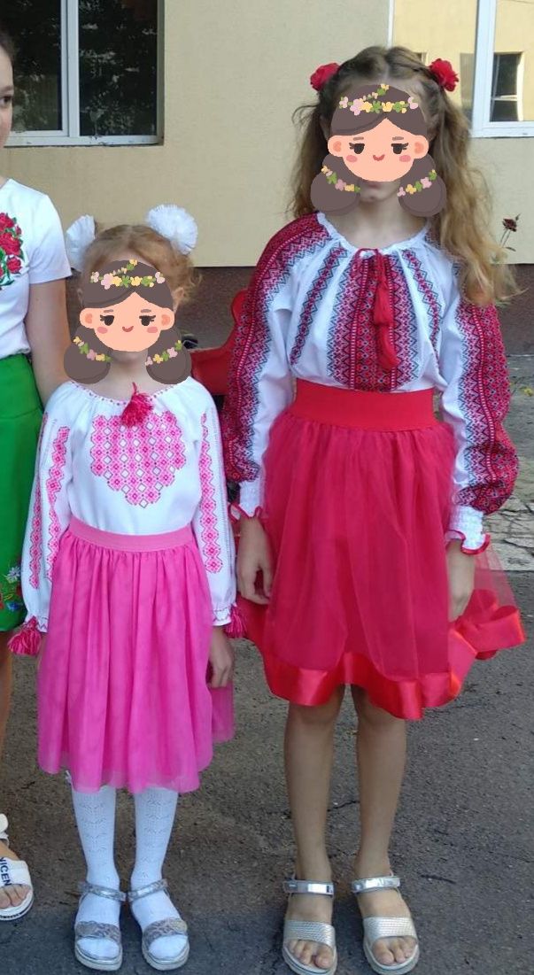 Вышиванка и юбка комплект для девочки в розовом цвете