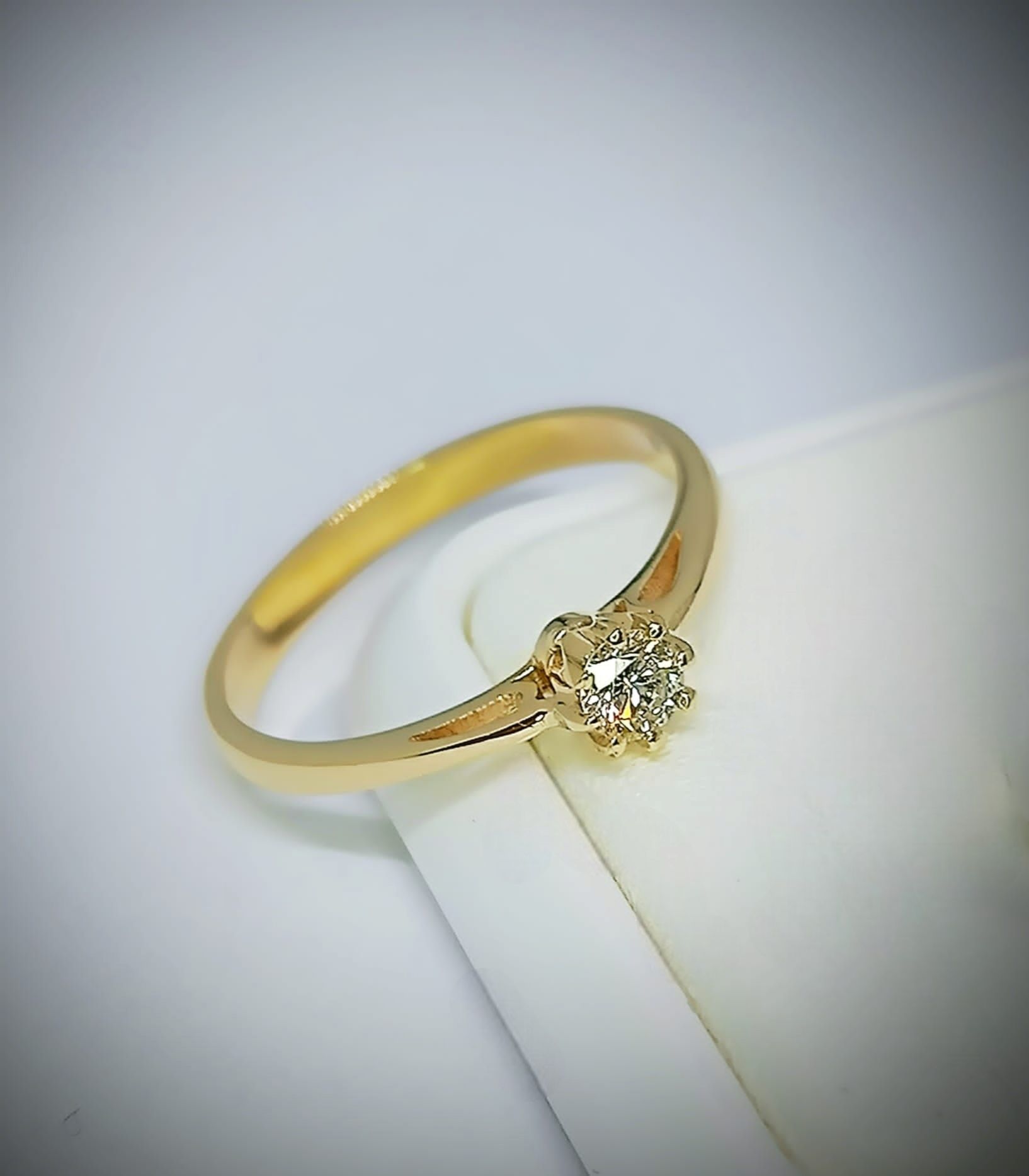 Pierścionek Złoty 585 14K Z Diamentem 0,18kt Zaręczynowy Brylant