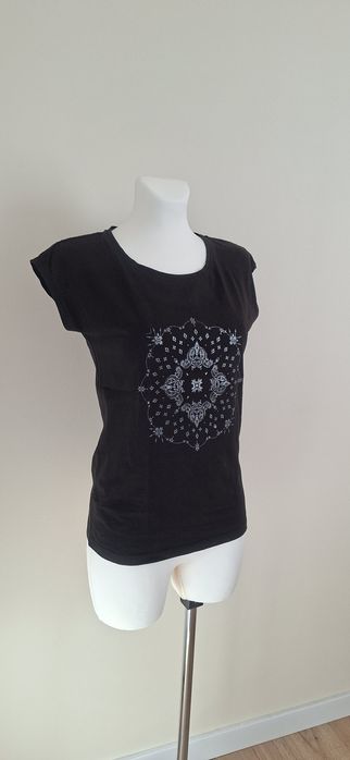 Bluzka koszulka t-shirt kolor czarny krótki rękaw Reserved rozm. XS