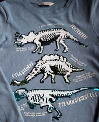 Bluza chłopięca H&M dinozaury, zmieniane cekiny, 134/140