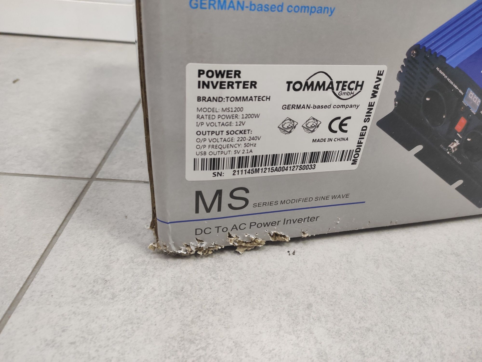 Інвертор напруги Tommatech MS-1200,12V/220V,з мод. синусоїдою