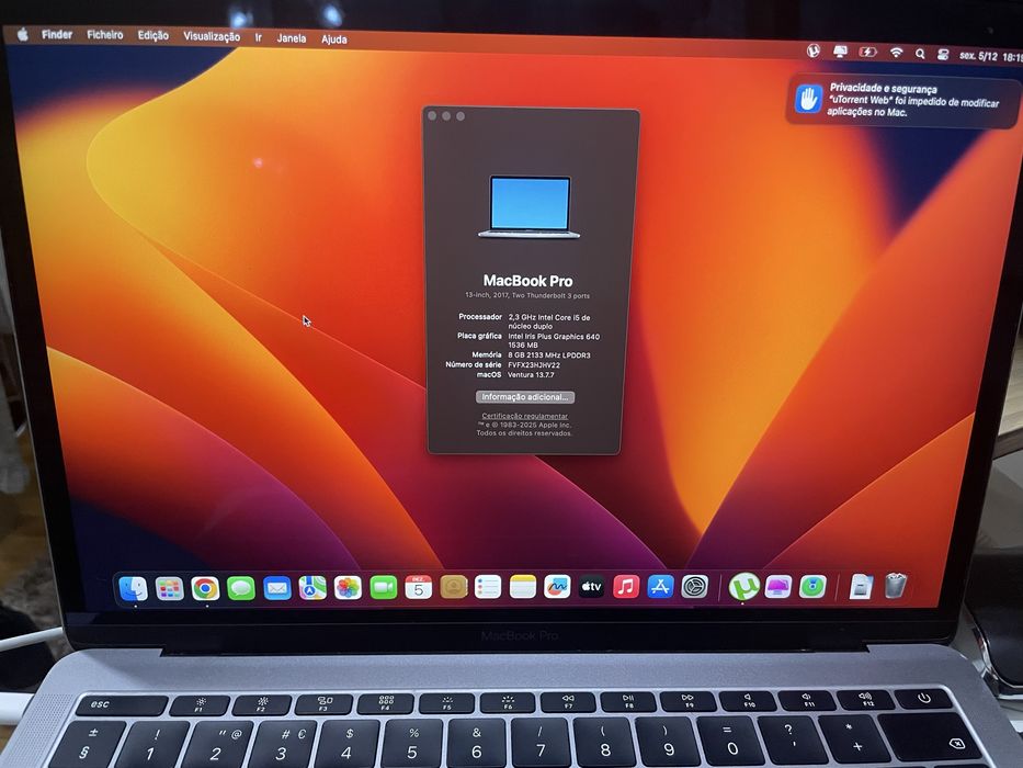 Macbook Pro 13” 2017/Intel i5/8GB RAM/128GB SSD