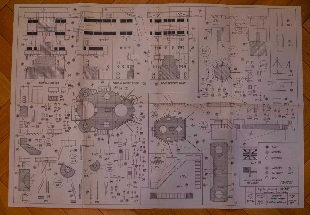 Plany Modelarskie 26 Pancernik HMS Rodney 1968 Rysunki Budowa Modelu