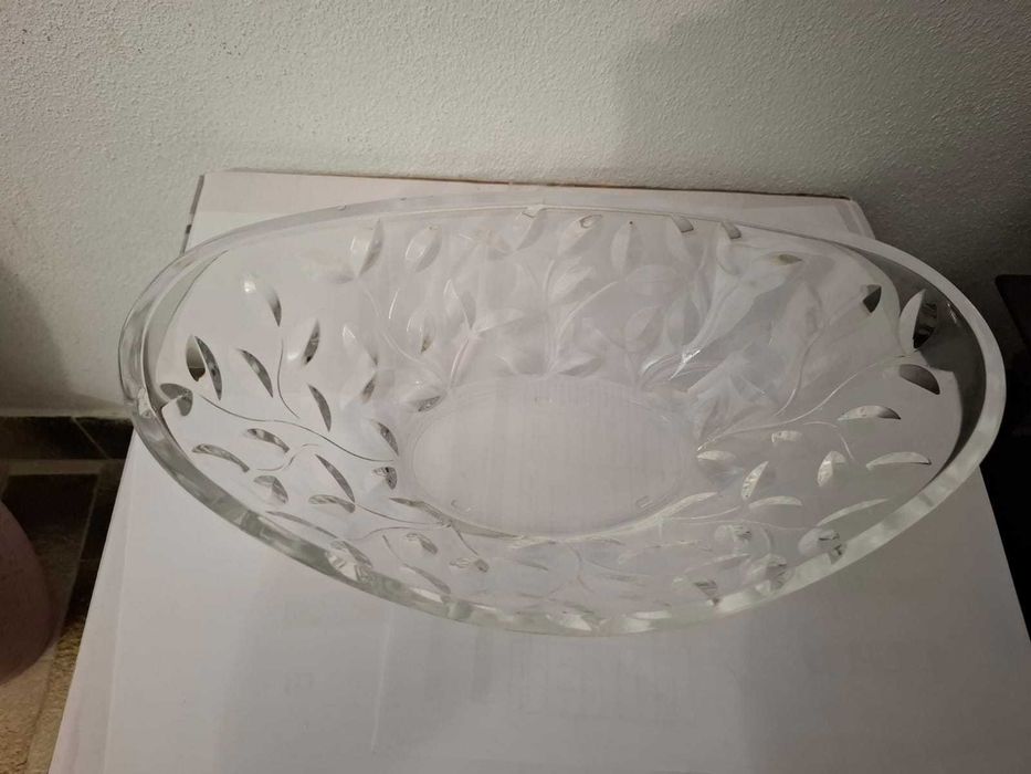 Centro de Mesa Oval RCR Laurus, 34 cm, Cristal