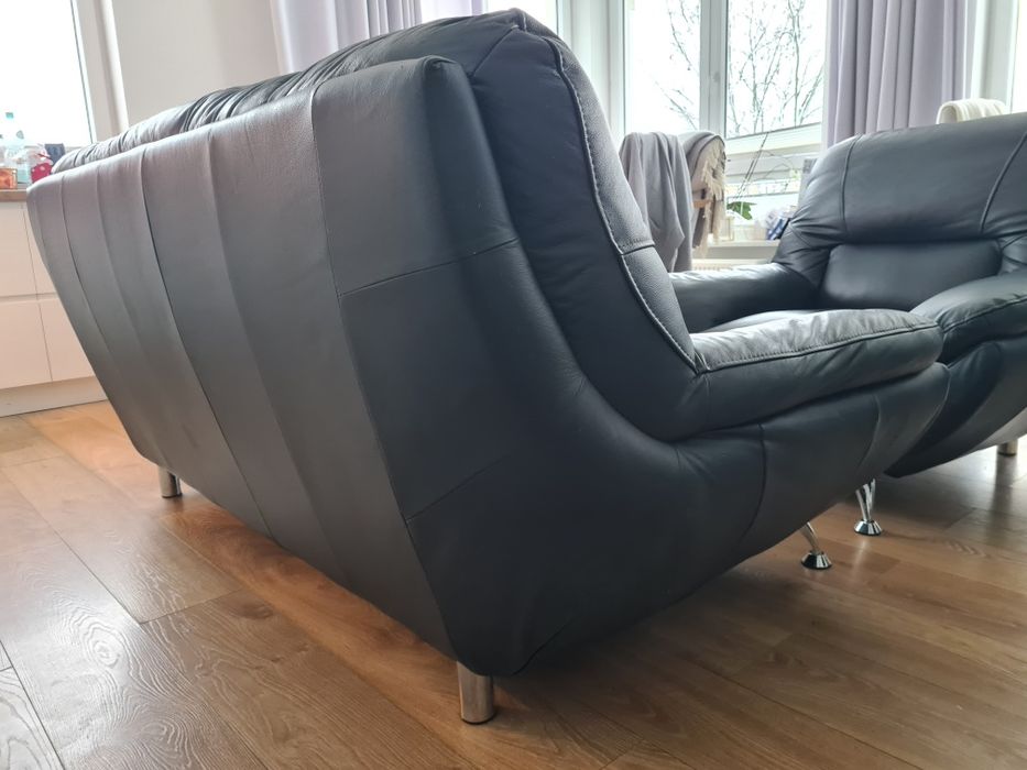 Zestaw sofa I fotel skóra naturalna