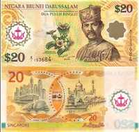 BRUNEI 2007-P34a-20 dolarów -polimer UNC! Gratis wysyłka!