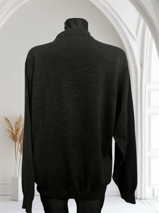 Męski sweter März z wełny – grafitowy, z kołnierzykiem, elegancki L/XL