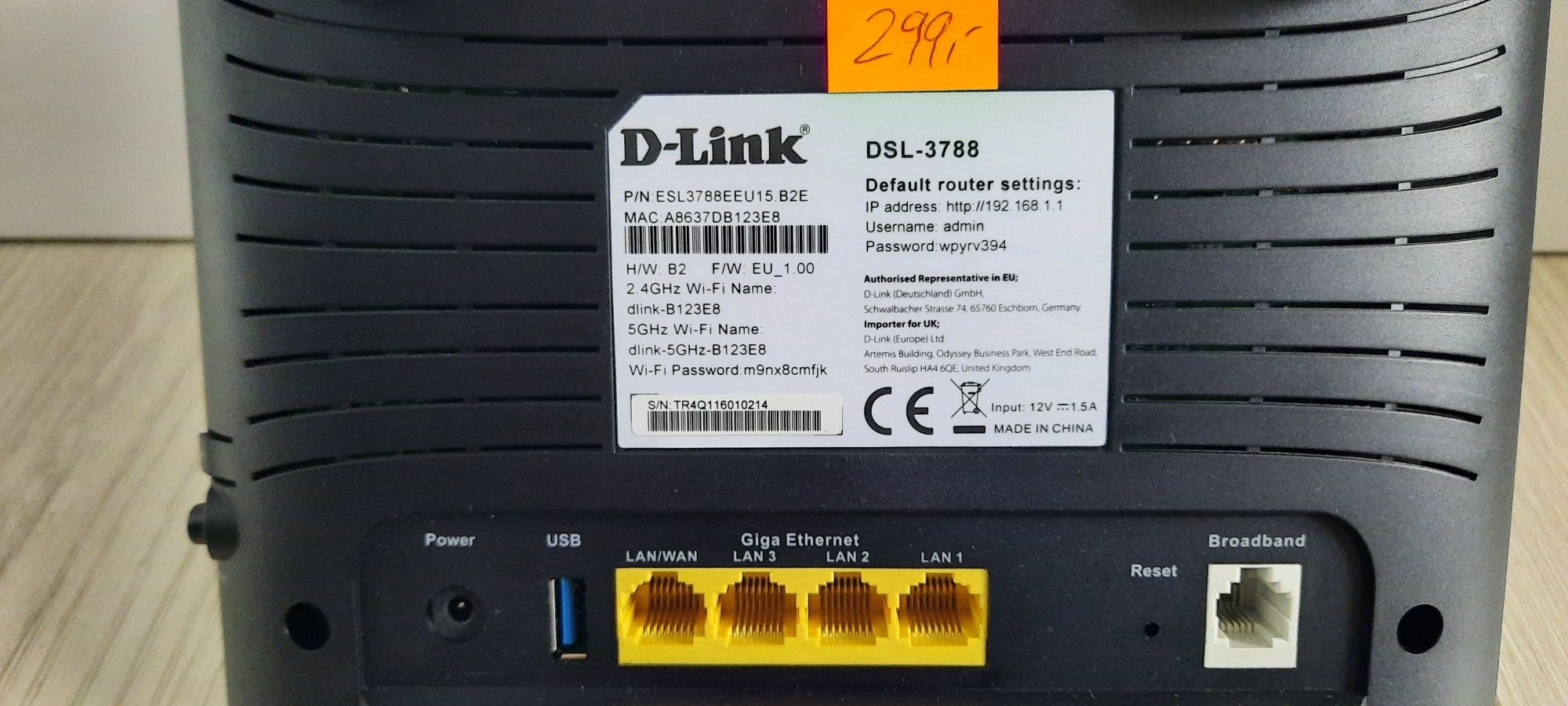 Router D-link DSL-3788 ESL3788EEU Giga LAN Wi-Fi