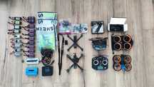 Zestaw FPV – 2 drony, gogle DJI HD, radio, 19 baterii + masa dodatków