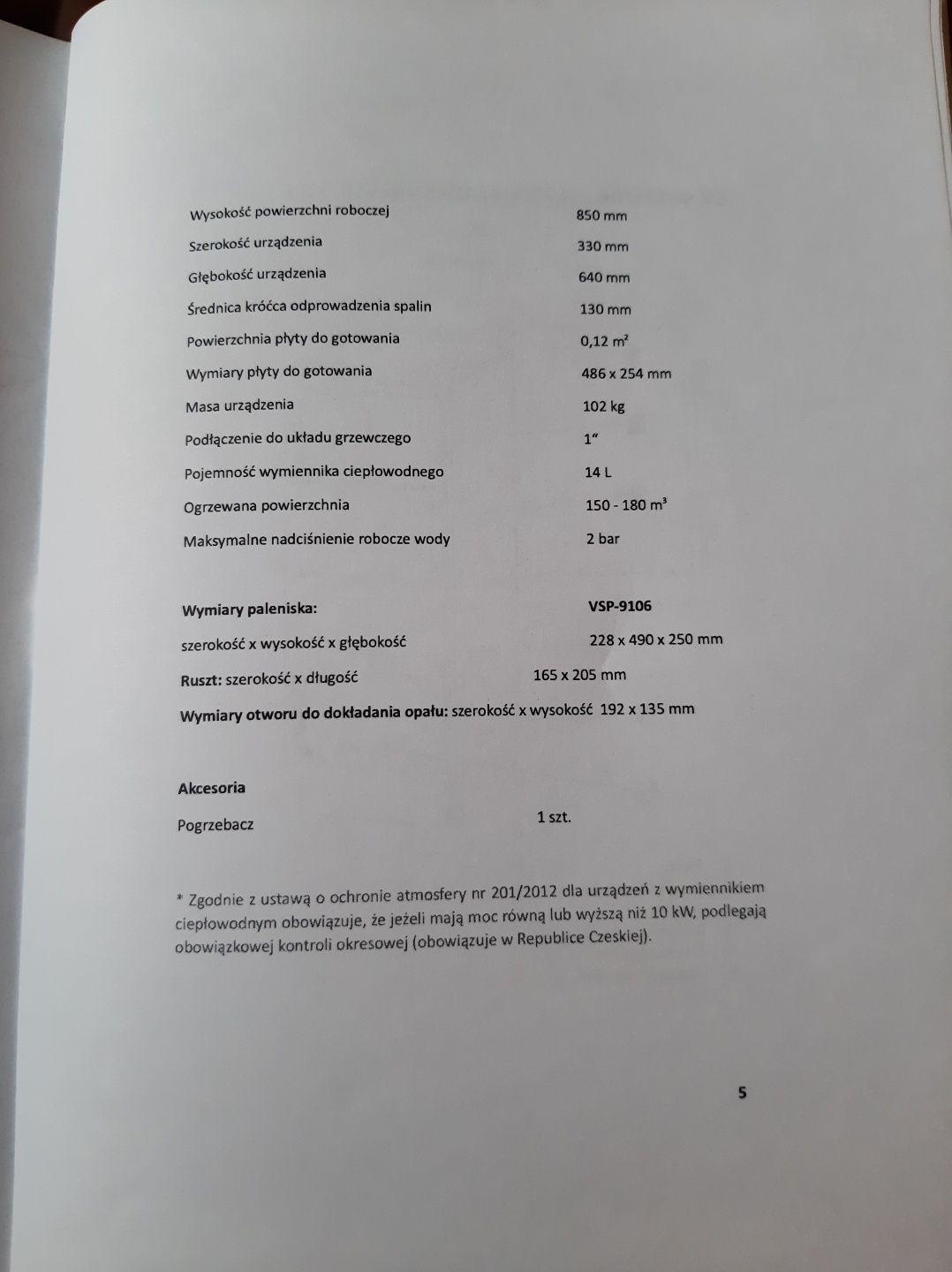 Piec kuchenny z wymiennikiem TYP VSP-9106