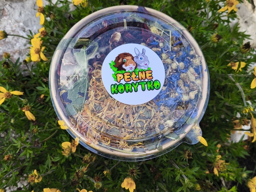 Lunchbox dla gryzoni ziołowo warzywny, owocowy, kwiatowy w misce