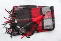 Szal Szalik DKNY Czarny Czerwony Szary Akryl Donna Karan