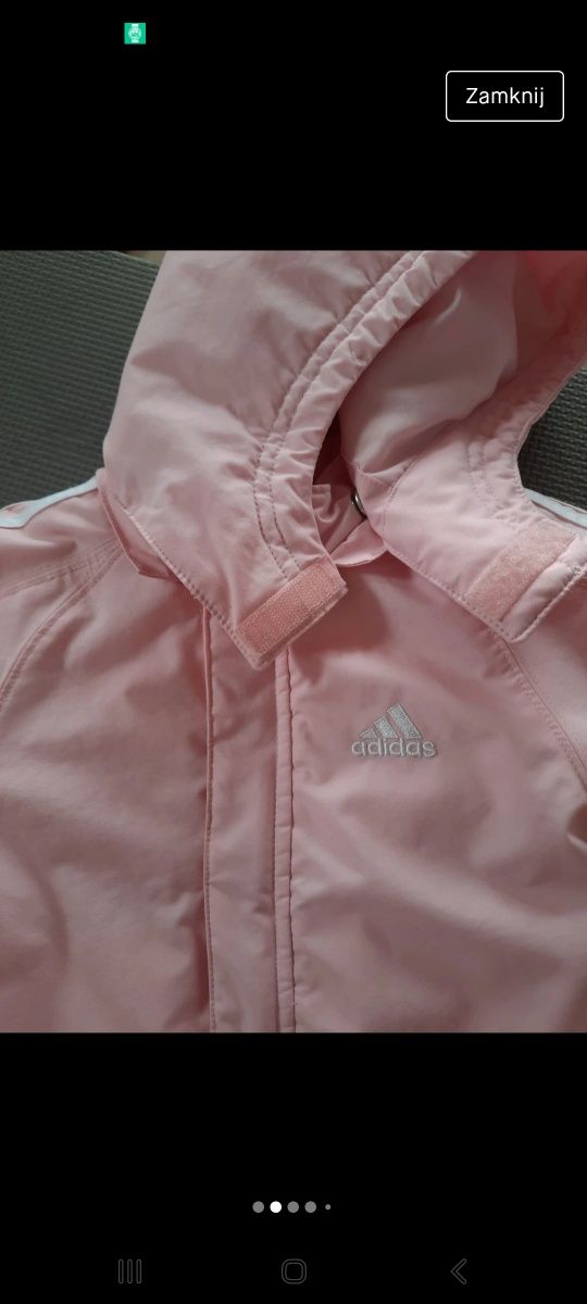 Piękna różowa kurtka adidas dla dziewczynki 74cm na wiosnę