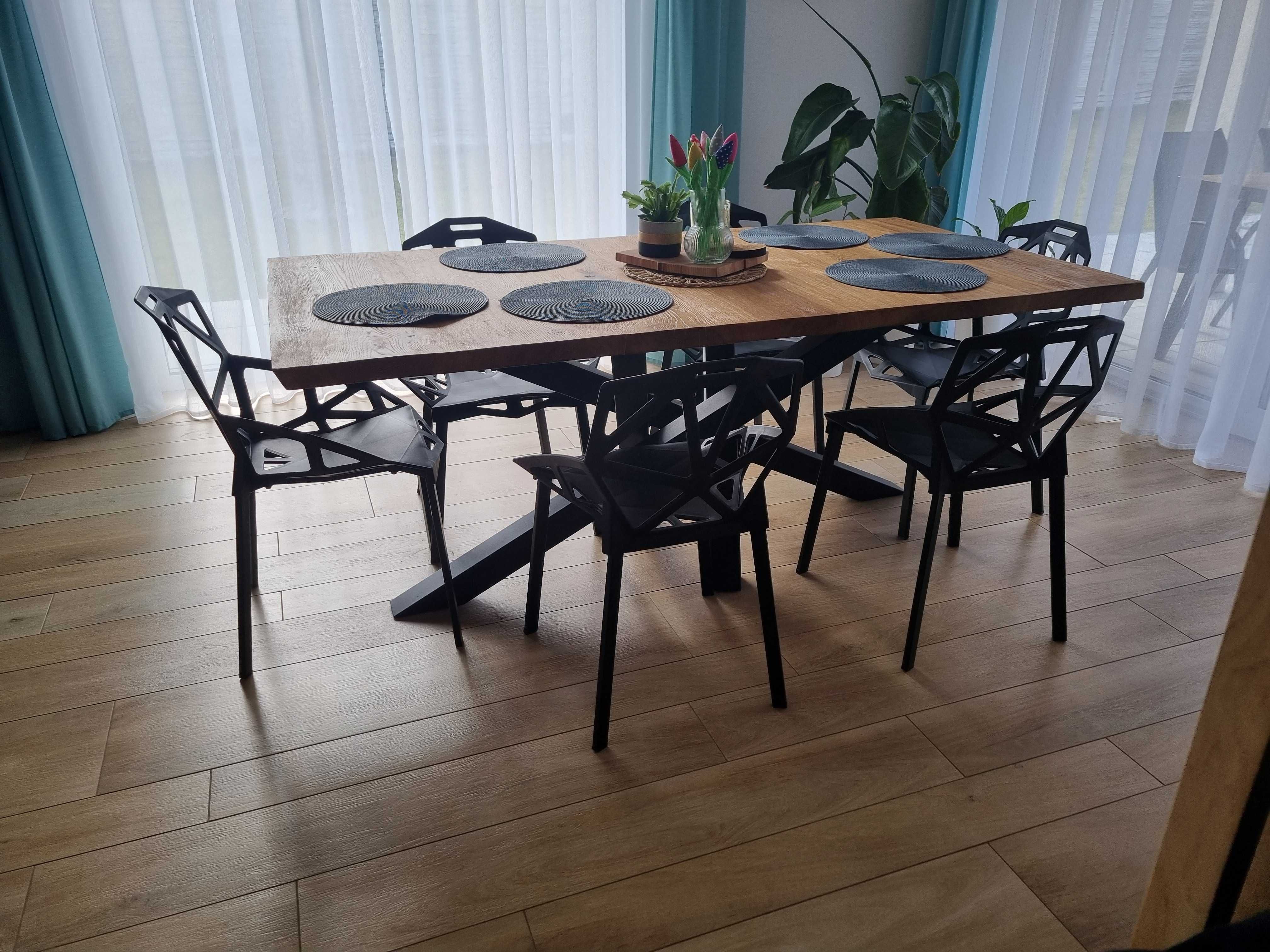 Piękny Duzy Dębowy blat Stol do Jadalni!Loft-198 x 100x 5cm