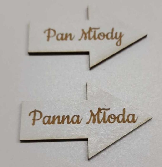 Drogowskaz strzałka Panna Młoda Pan Młody prawo lewo biały 30cm