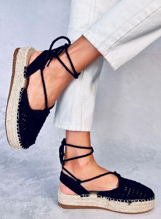 Espadryle Damskie Sznurkowe Yaweh Black