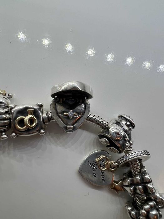 Charms Złoty 18 K Pierścień z Diamentem Pandora Zaręczyny Prezent